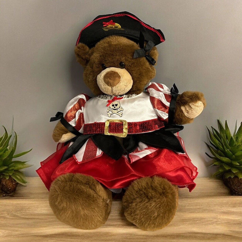 Build A Bear Teddy With‎ Pirate Outfit Red Black Female Skirt Clothes Plush BAB